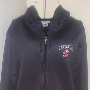 -Under Armour Black Zip-Up Hoodie with Santa Clara Logo- Medium